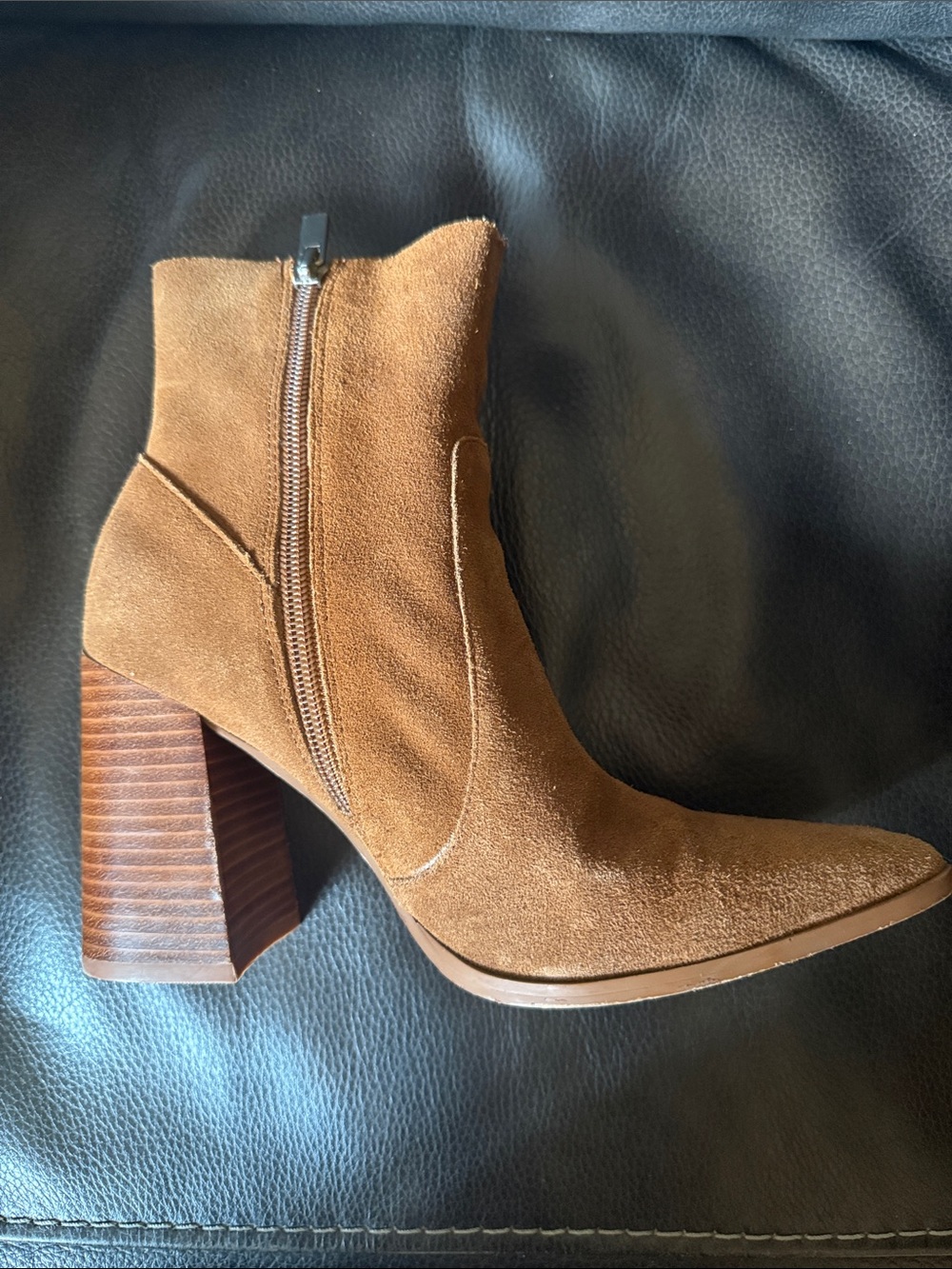 Steve Madden Chestnut Suede Stacked Heel Ankle Boots